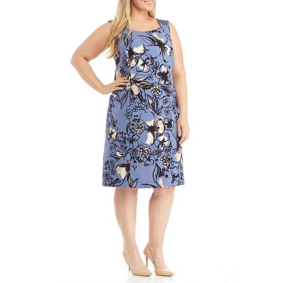 NWT Nordstrom Kasper Scribbled Floral Sheath Dress - Picture 1 of 2